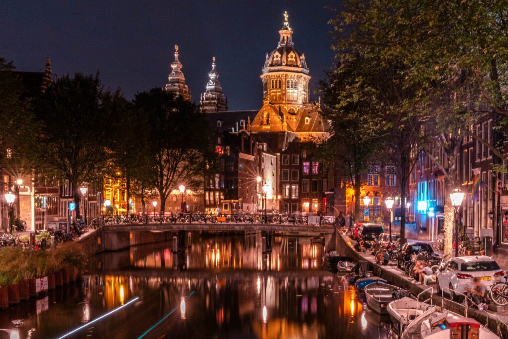Amsterdam at night.