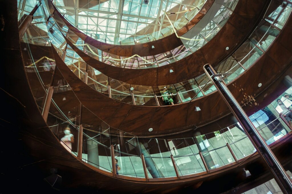unique stairwell at the cosmocaixa museum in barcelona