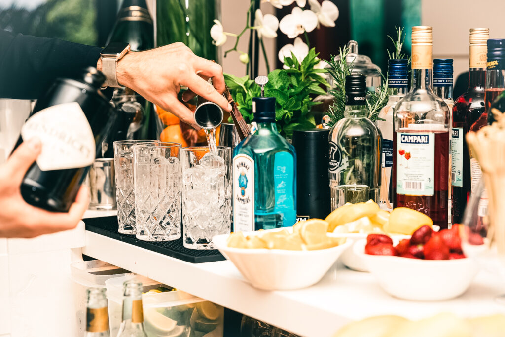Gin bottles on a table, Gin Tasting London